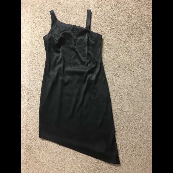CDC Party Dress 8P Beaded Embellishments Asymmetrical Straps party small black - Picture 1 of 16
